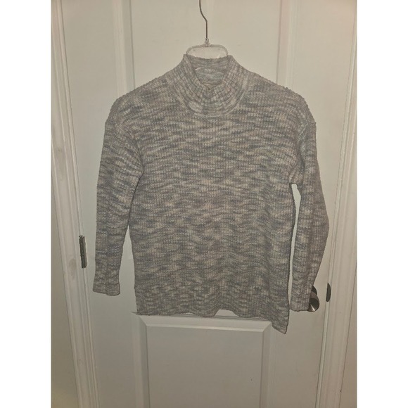 LOFT Outlet Sweaters - LOFT Outlet Gray White Space Dye Mock Neck Knit Sweater Small Womens